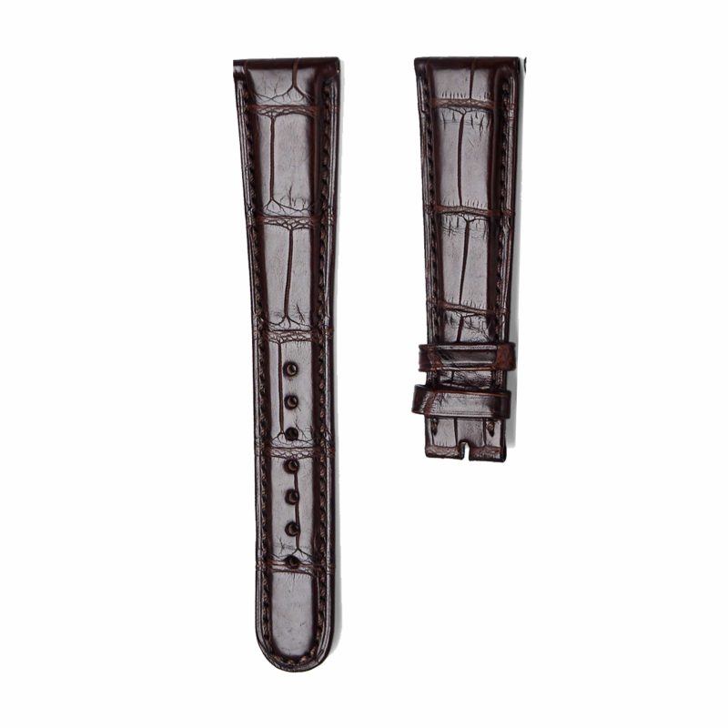 Dark Brown Glossy Alligator Leather Front Watch Strap With Fit A Lange & Söhne 1815