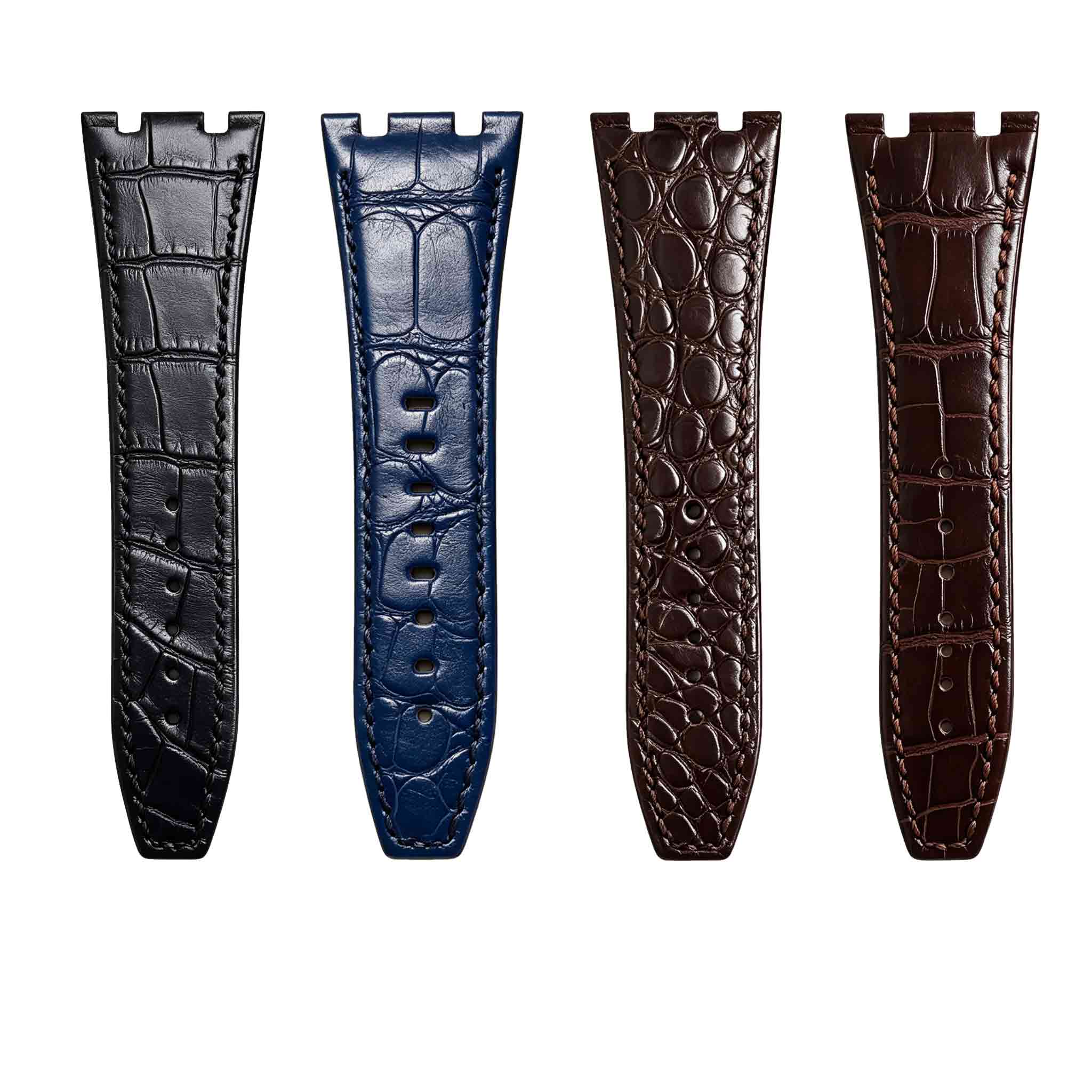 Audemars Piguet Royal Oak 15400 26331 Royal Oak Offshore 26470 15703 Alligator Leather Watch Strap Cane Grain Black Blue Brown Multi Front