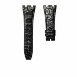 Audemars Piguet Royal Oak 15400 26331 Royal Oak Offshore 26470 15703 Alligator Leather Watch Strap Round Scale Black Steel Lug Front