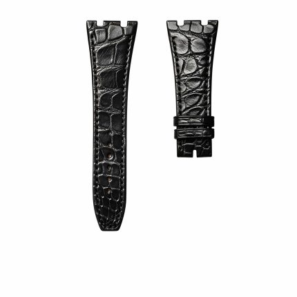 Audemars Piguet Royal Oak 15400 26331 Royal Oak Offshore 26470 15703 Alligator Leather Watch Strap Round Scale Black Steel Lug Front