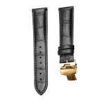 Black Calf Leather Watch Strap Black Stitch Gold Buckle For Ball Engineer II NM2082C-LJ-SL