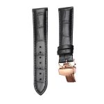 Black Calf Leather Watch Strap Black Stitch Rose Gold Buckle For Ball Engineer II NM2082C-LJ-SL