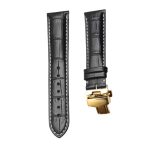 Black Calf Leather Watch Strap White Stitch Gold Buckle For Ball Engineer II NM2082C-LJ-SL