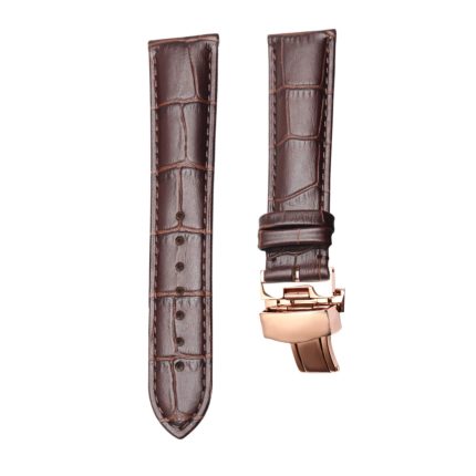 Brown Calf Leather Watch Strap Brown Stitch Rose Gold Buckle For Ball Engineer II NM2082C-LJ-SL