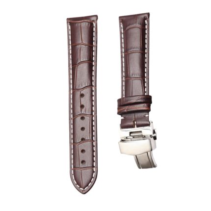 Brown Calf Leather Watch Strap White Stitch Silver Buckle For Ball Engineer II NM2082C-LJ-SL