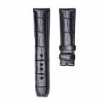 Black Alligator Leather Watch Strap Front View For Baume & Mercier Classima MOA08869 MOA10214