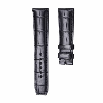 Black Alligator Leather Watch Strap Front View For Baume & Mercier Classima MOA08869 MOA10214