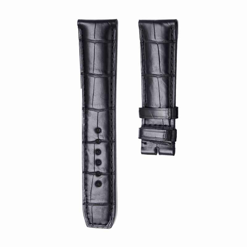 Black Alligator Leather Watch Strap Front View For Baume & Mercier Classima MOA08869 MOA10214