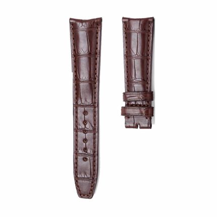Brown Alligator Leather Watch Strap Front View For Baume & Mercier Classima MOA08869 MOA10214