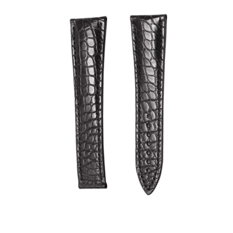 Blancpain Villeret 6025 Alligator Leather Watch Strap Black Front