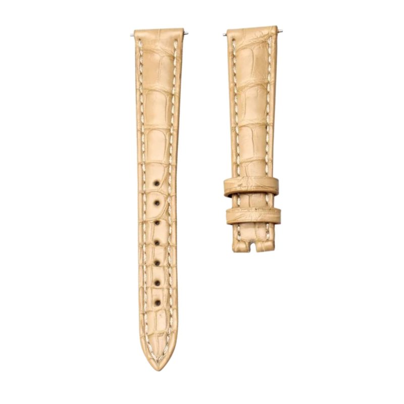 Blancpain Villeret 6106-1127-95A Cane Grain Alligator Leather Watch Strap Beige Stitched Active Spring Bar Front