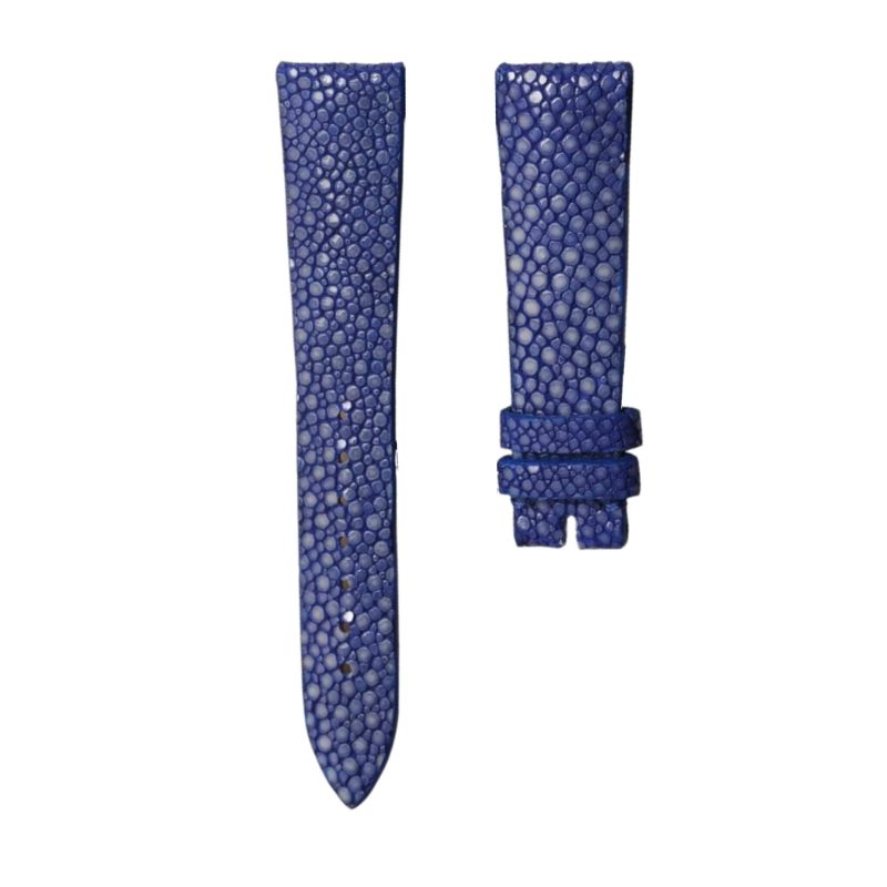 Blancpain Villeret 6106-1127-95A Stingray Leather Watch Strap Blue Unstitched Active Spring Bar Front