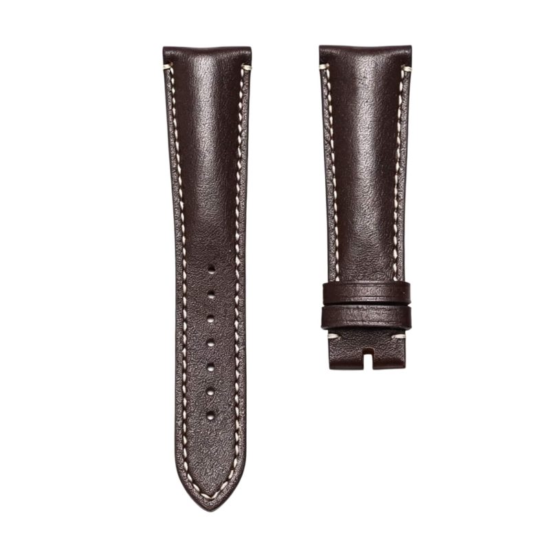 Breguet Type XX 3800ST/92/9W6 Smooth Cowhide Leather Watch Strap Dark Brown Beige Stitch Front