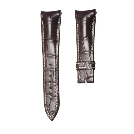 Breguet Type XXI 3810BR/92/9ZU Cane Grain Alligator Leather Watch Strap Dark Brown Beige Stitch Steel Tip Thick Pin Front