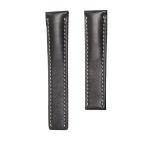 Breitling Navitimer B01 43 Cowhide Leather Watch Strap Smooth Skin Black Front