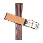 Breitling Navitimer B01 43 Cowhide Leather Watch Strap Smooth Skin Brown Diagonal Display