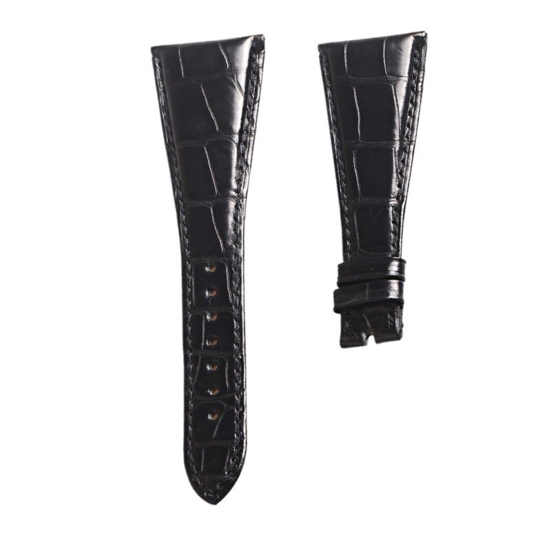 Bvlgari Assioma AA48C13 Alligator Leather Watch Strap Black Front
