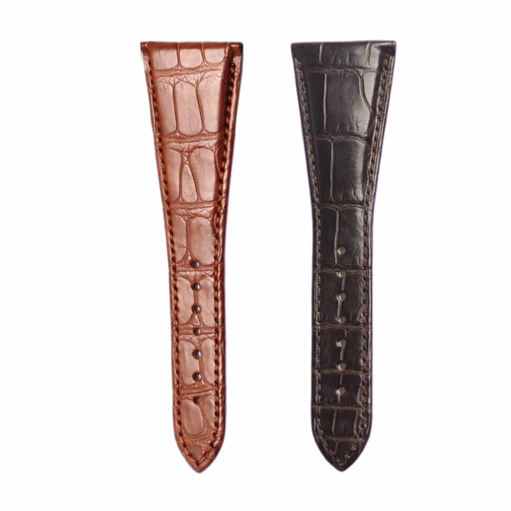Bvlgari Assioma AA48C13 Alligator Leather Watch Strap Two Tone Display Front