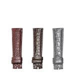 vlgari BvlgariBvlgari 101367 Alligator Leather Watch Strap Three Color Display Front
