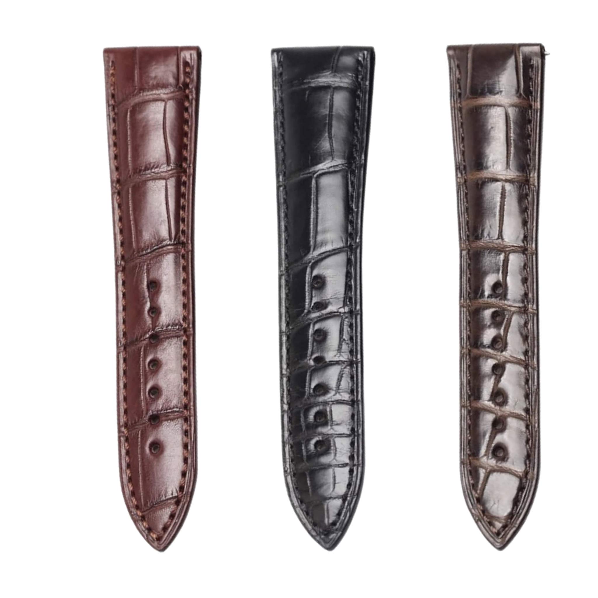vlgari BvlgariBvlgari 101367 Alligator Leather Watch Strap Three Color Display Front