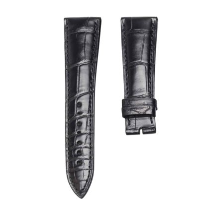 Bvlgari BvlgariBvlgari 101367 Cane Grain Alligator Leather Watch Strap Black Front