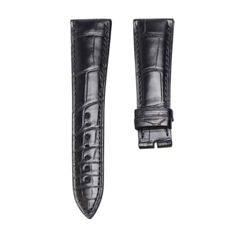 Bvlgari BvlgariBvlgari 101367 Cane Grain Alligator Leather Watch Strap Black Front