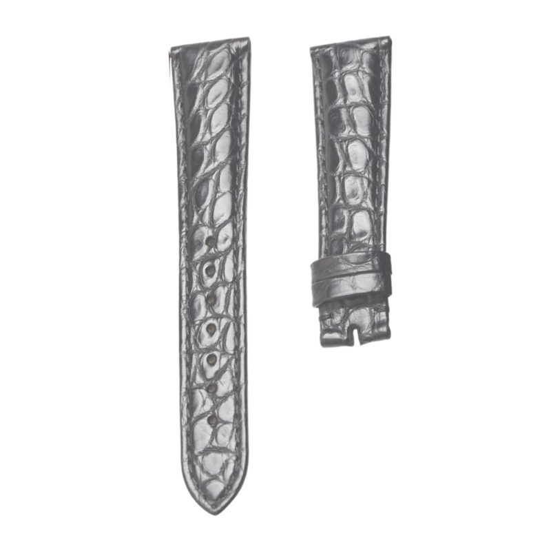Bvlgari BvlgariBvlgari 101367 Round Scale Alligator Leather Watch Strap Silver Front