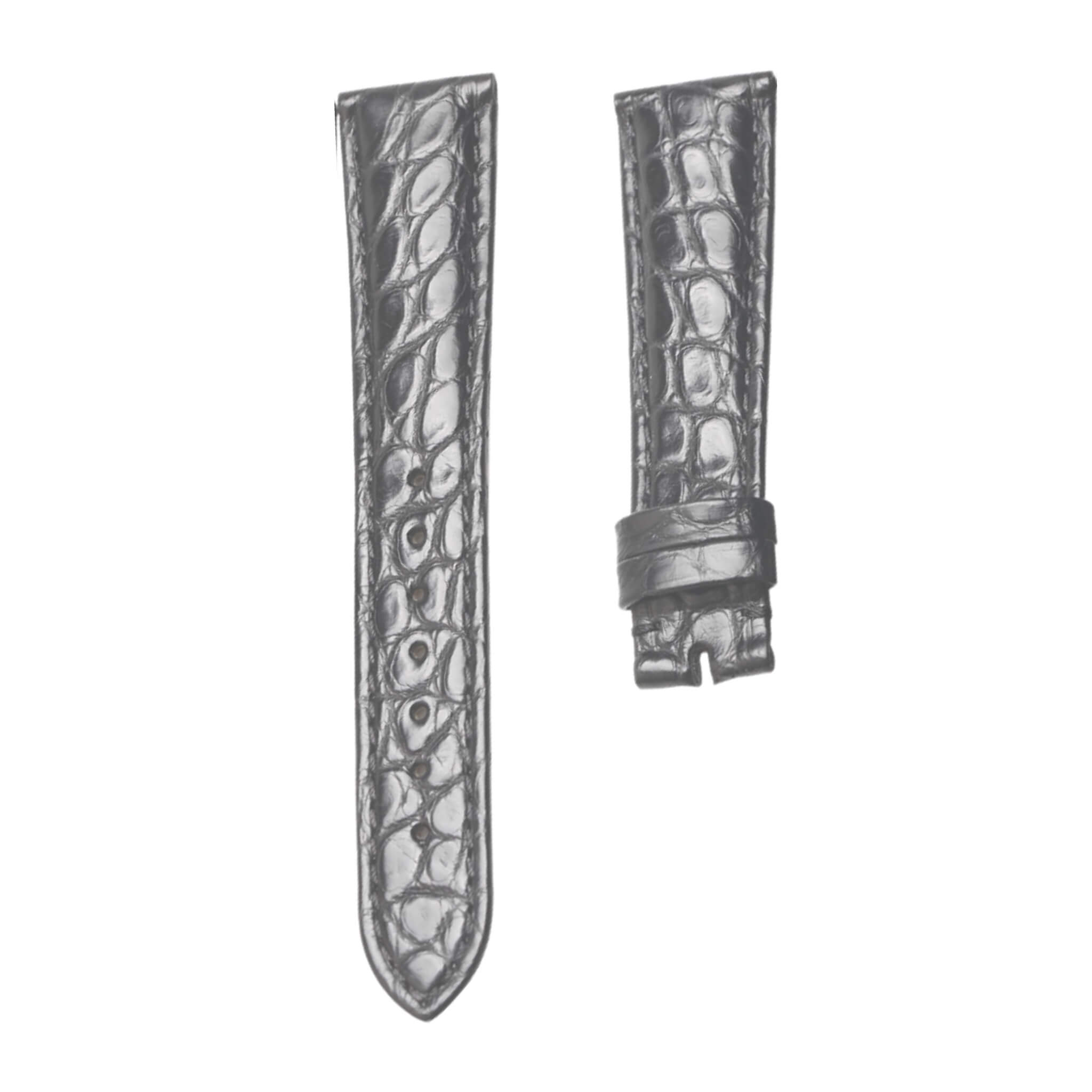 bvlgari-bvlgaribvlgari-101367-silver-scale-alligator-leather-watch-strap-black-front Bvlgari BvlgariBvlgari 101367 Round Scale Alligator Leather Watch Strap Silver Front