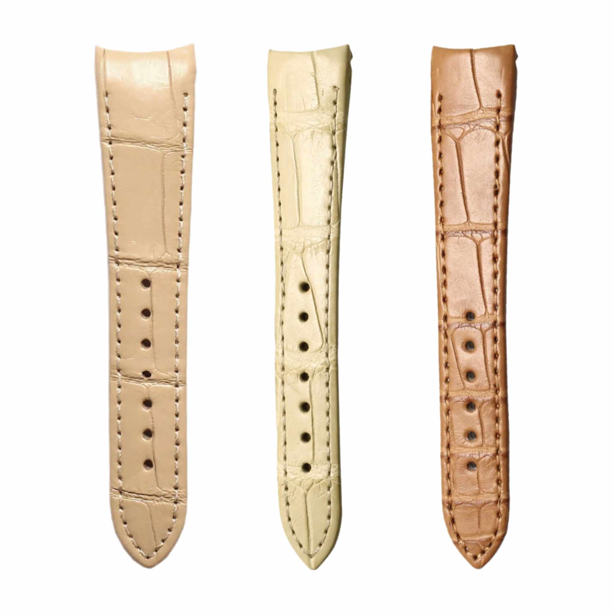 Bvlgari BvlgariBvlgari 101890 Alligator Leather Watch Strap Two Tone Display Front
