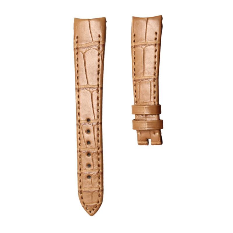 Bvlgari BvlgariBvlgari 101890 Cane Grain Alligator Leather Watch Strap Tan Front