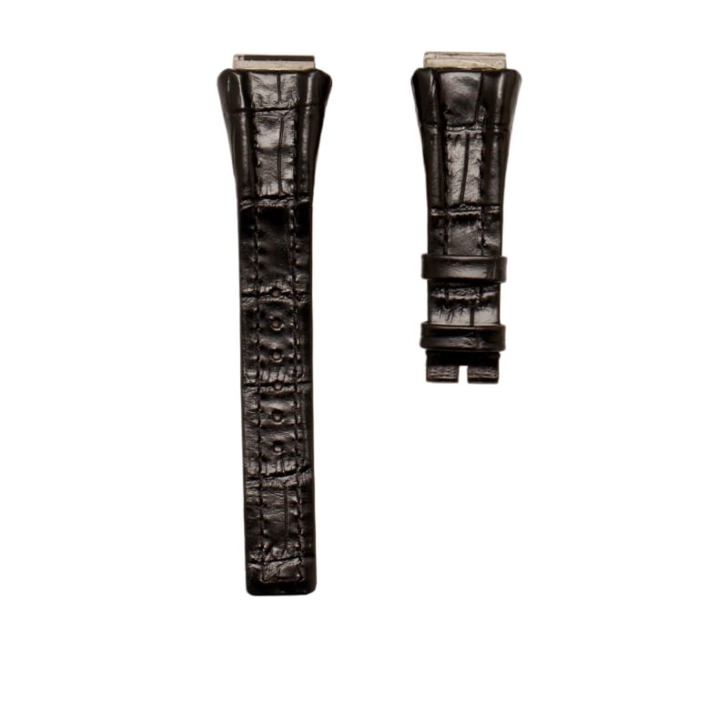 Bvlgari Ergon EG40BSLD Cane Grain Alligator Leather Watch Strap Black Steel Tip Front