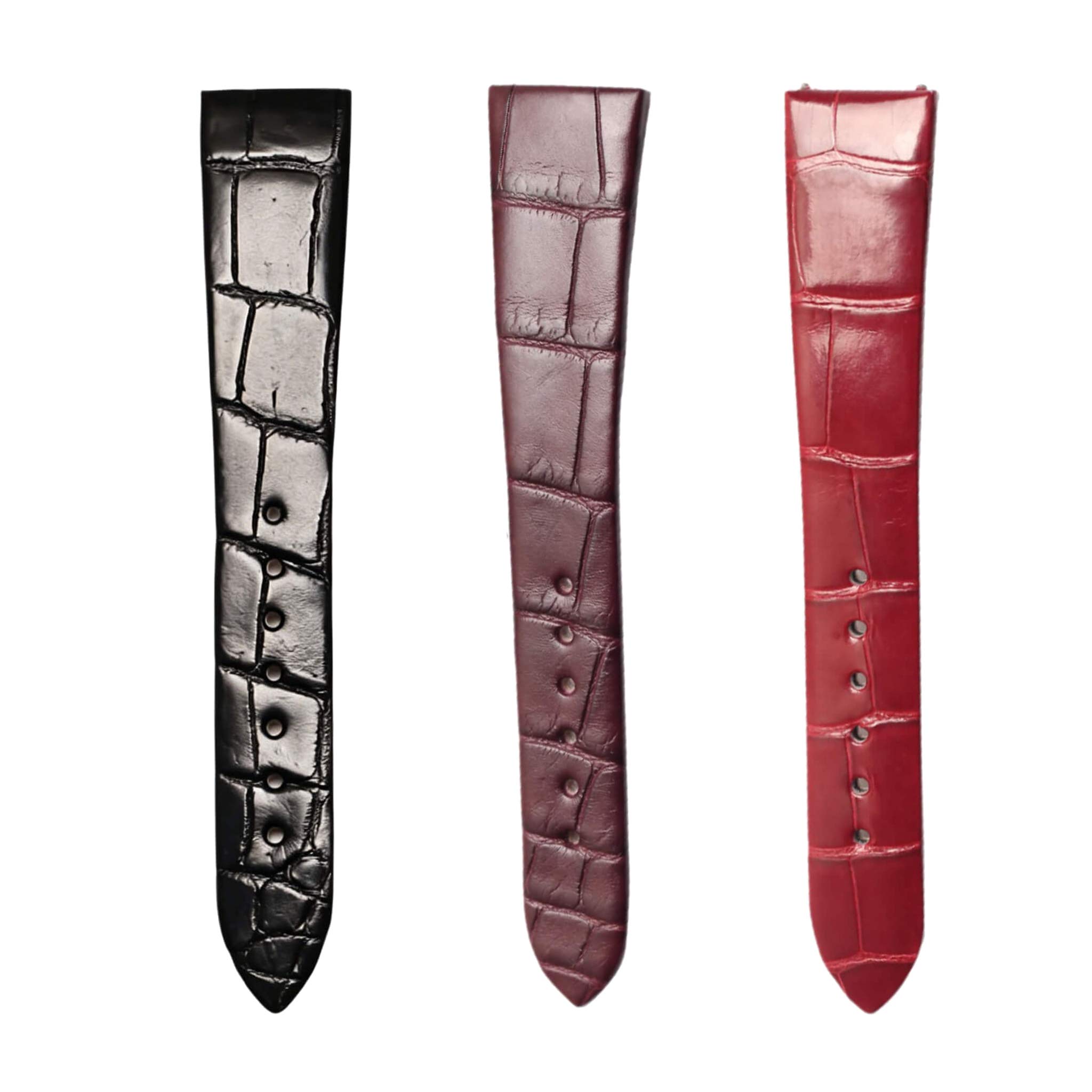 Bvlgari Lvcea 103122 Alligator Leather Watch Strap Three Style Display Front