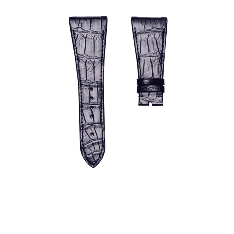 vlgari Octo 102121 BGO38BSLD Alligator Watch Strap Navy Cane Grain With Metal Tip