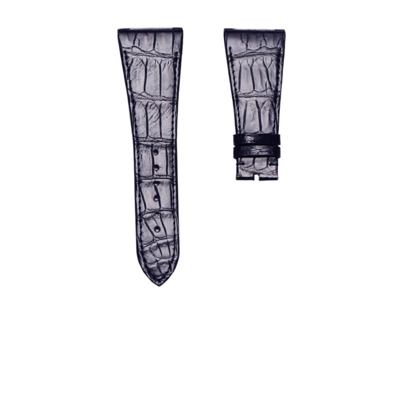 vlgari Octo 102121 BGO38BSLD Alligator Watch Strap Navy Cane Grain With Metal Tip