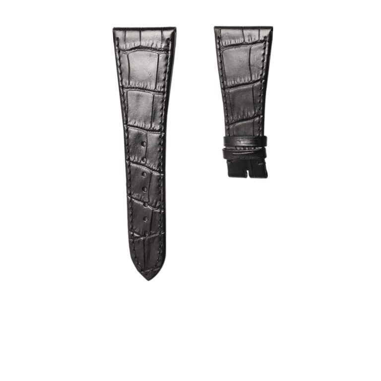 Bvlgari Octo 102121 BGO38BSLD Calf Leather Watch Strap Black Cane Grain No Metal Tip