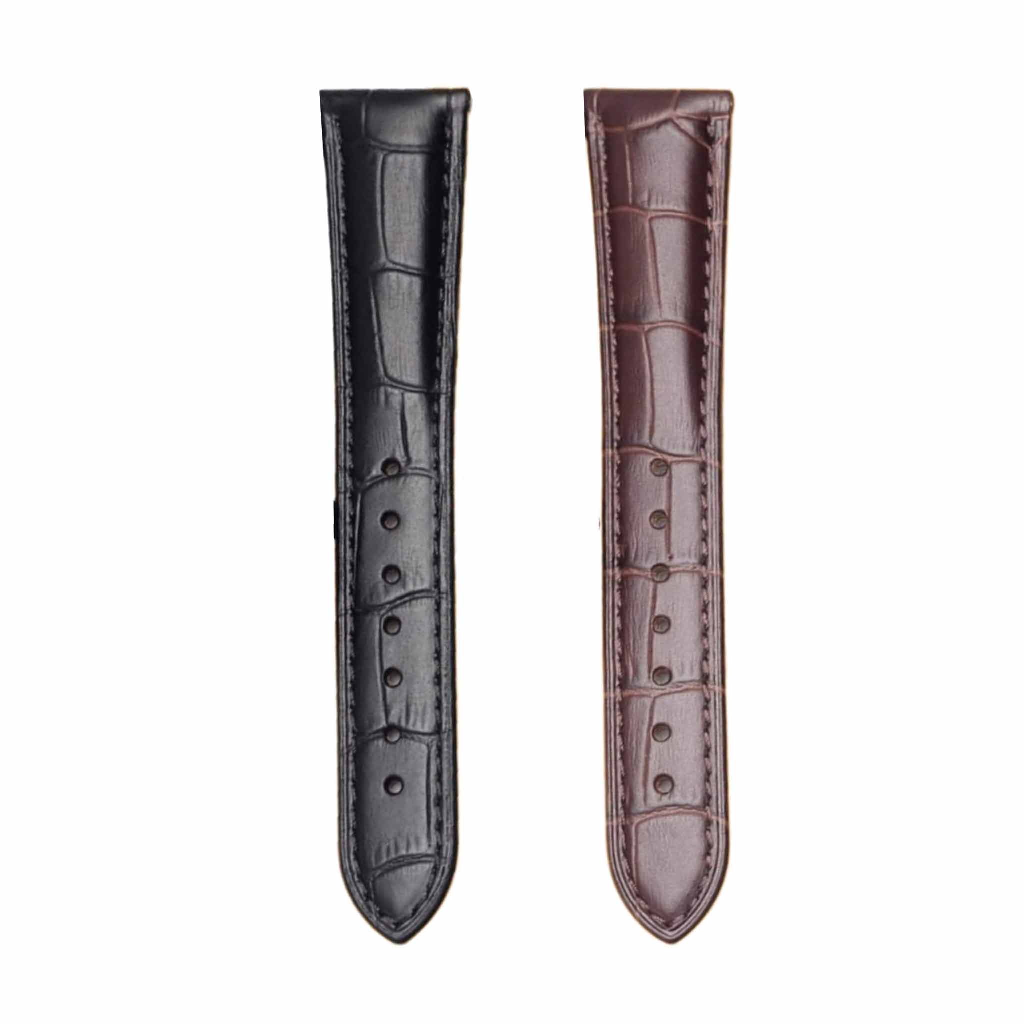 Cowhide Leather Watch Strap For Carl F. Bucherer With Black Brown Front