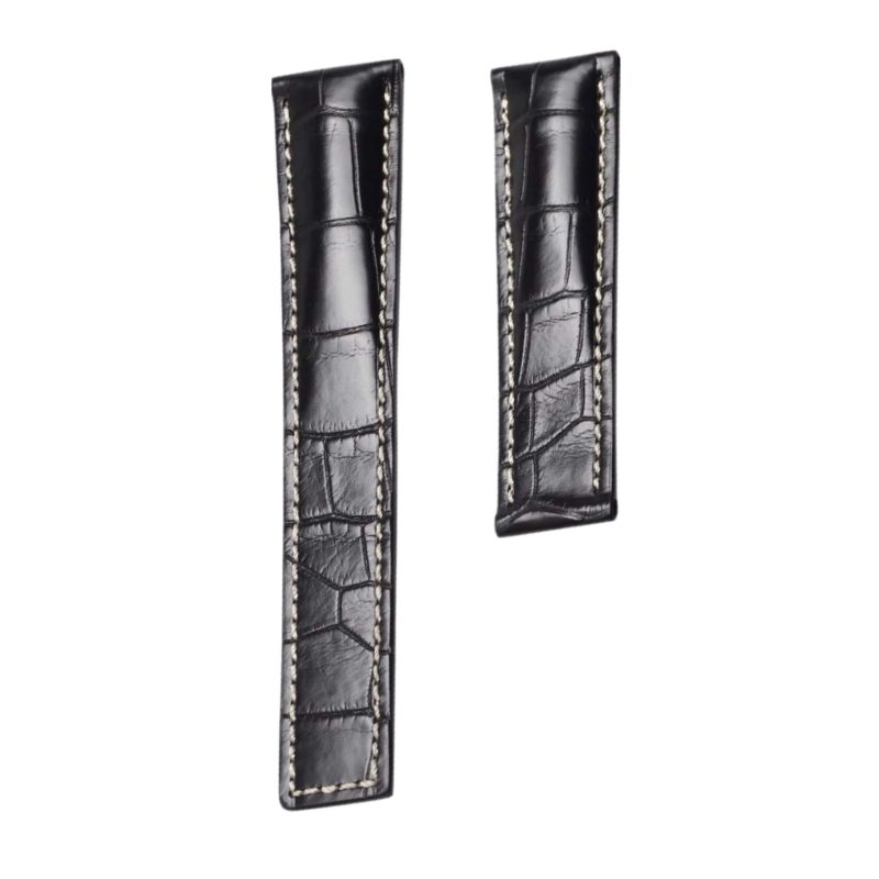 Carl F. Bucherer Patravi 00.10615.03.33.01 Alligator Watch Strap Black With Beige Thread Fold Clasp
