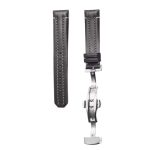 Carl F. Bucherer Patravi 00.10625.13.33.01 Calf Leather Watch Strap Black Beige Stitching With Silver Deployant Clasp