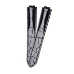 Cross Display Black Glossy Alligator Leather Watch Strap For Cartier Ballon Bleu