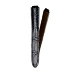 Side Black Glossy Alligator Leather Watch Strap For Cartier Ballon Bleu