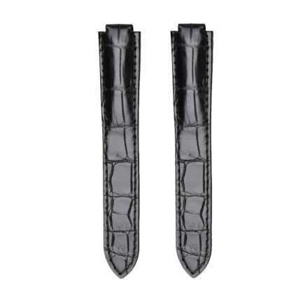 Cartier Ballon Bleu W6900651 W69016Z4 Alligator Leather Watch Strap Black Double Pointed End Front