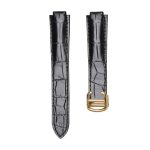 Cartier Ballon Bleu W6900651 W69016Z4 Alligator Leather Watch Strap Black Gold Pin Buckle Front
