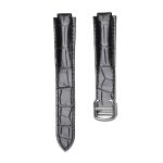 Cartier Ballon Bleu W6900651 W69016Z4 Alligator Leather Watch Strap Black Silver Pin Buckle Front