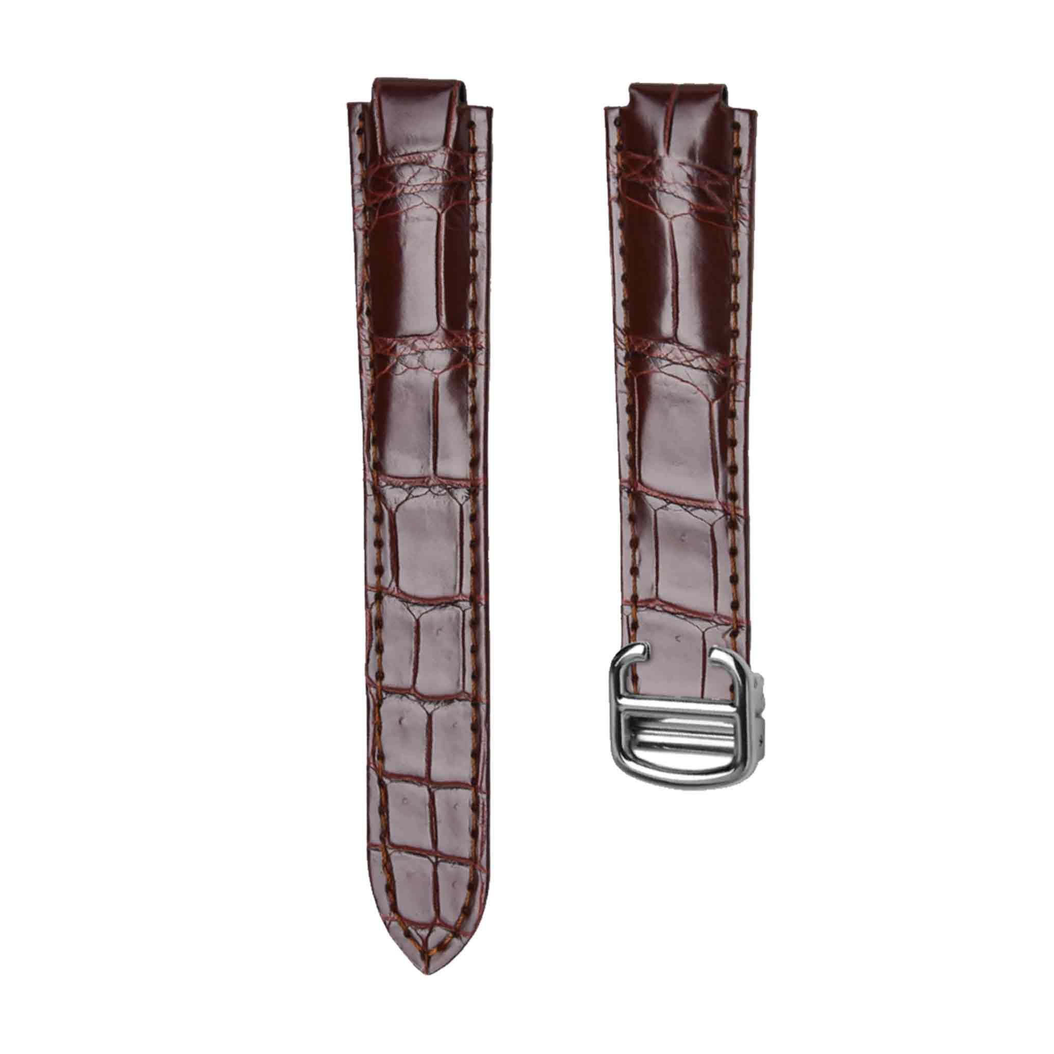 cartier-ballonbleu-w6900651-w69016z4-alligator-leather-watch-strap-brown-silver-pin-buckle-front Cartier Ballon Bleu W6900651 W69016Z4 Alligator Leather Watch Strap Brown Silver Pin Buckle Front