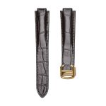 Cartier Ballon Bleu W6900651 W69016Z4 Alligator Leather Watch Strap Dark Vintage Dark Brown Gold Pin Buckle Front