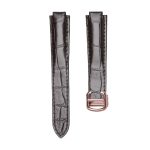 Cartier Ballon Bleu W6900651 W69016Z4 Alligator Leather Watch Strap Dark Vintage Dark Brown Rosegold Pin Buckle Front