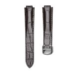 Cartier Ballon Bleu W6900651 W69016Z4 Alligator Leather Watch Strap Dark Vintage Dark Brown Silver Pin Buckle Front