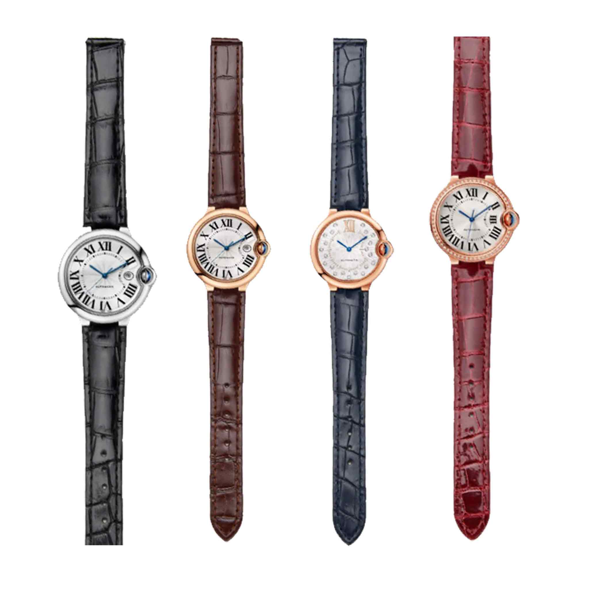 Cartier Ballon Bleu W6900651 W69016Z4 Alligator Leather Watch Strap Multi Color Watch Match