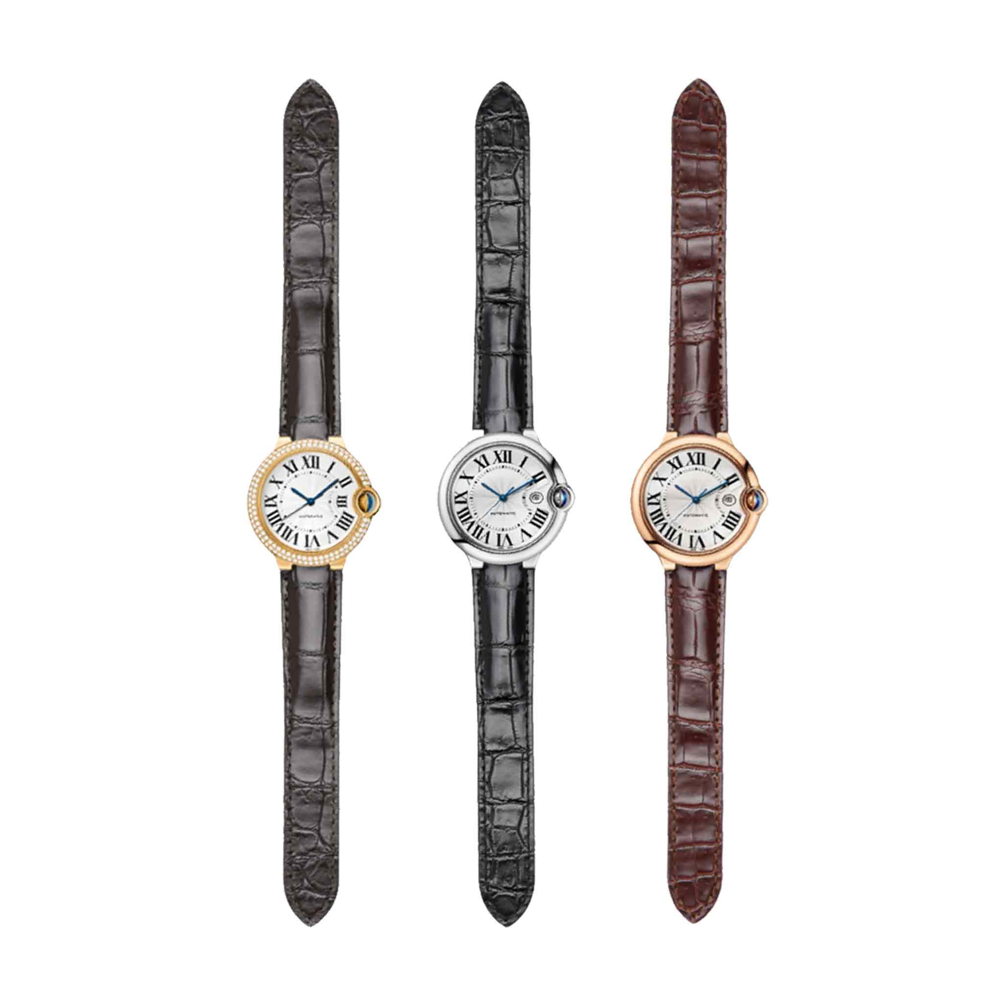 Cartier Ballon Bleu W6900651 W69016Z4 Alligator Leather Watch Strap Multi Color Watch Match