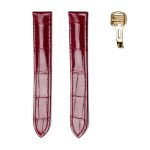 Burgundy Glossy Alligator Leather Watch Strap With Gold Buckle For Cartier Clé de Cartier WSCL0016 WJCL0014 WJCL0031
